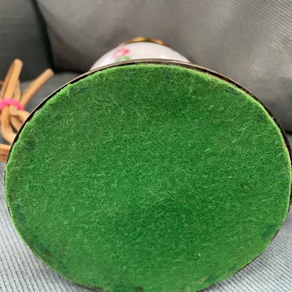 Rose Milk Glass Hand painted Lamp 8” Brass - Picture 8 of 8